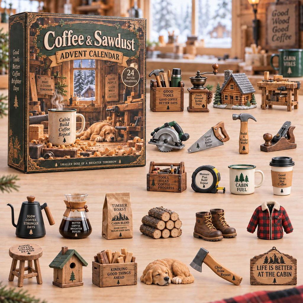 Coffee Sawdust advent calendar box with 24 acrylic Christmas charms