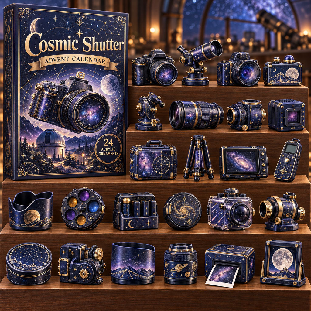 Cosmic Shutter advent calendar box with 24 acrylic Christmas charms