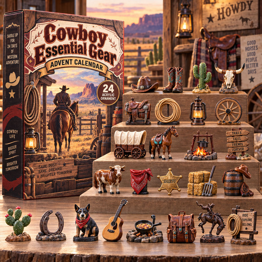 Cowboy Essential Gear advent calendar box with 24 acrylic Christmas charms