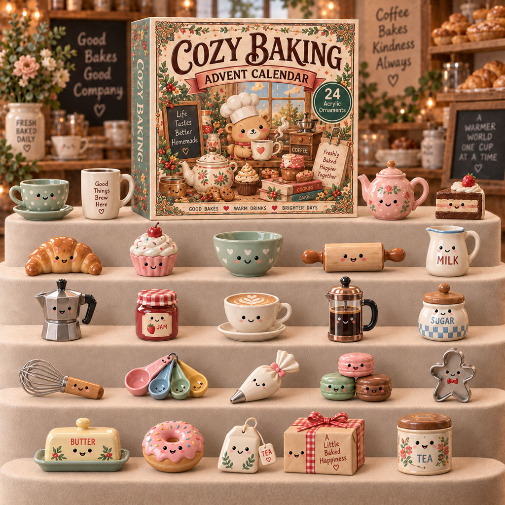 Cozy Baking advent calendar box with 24 acrylic Christmas charms