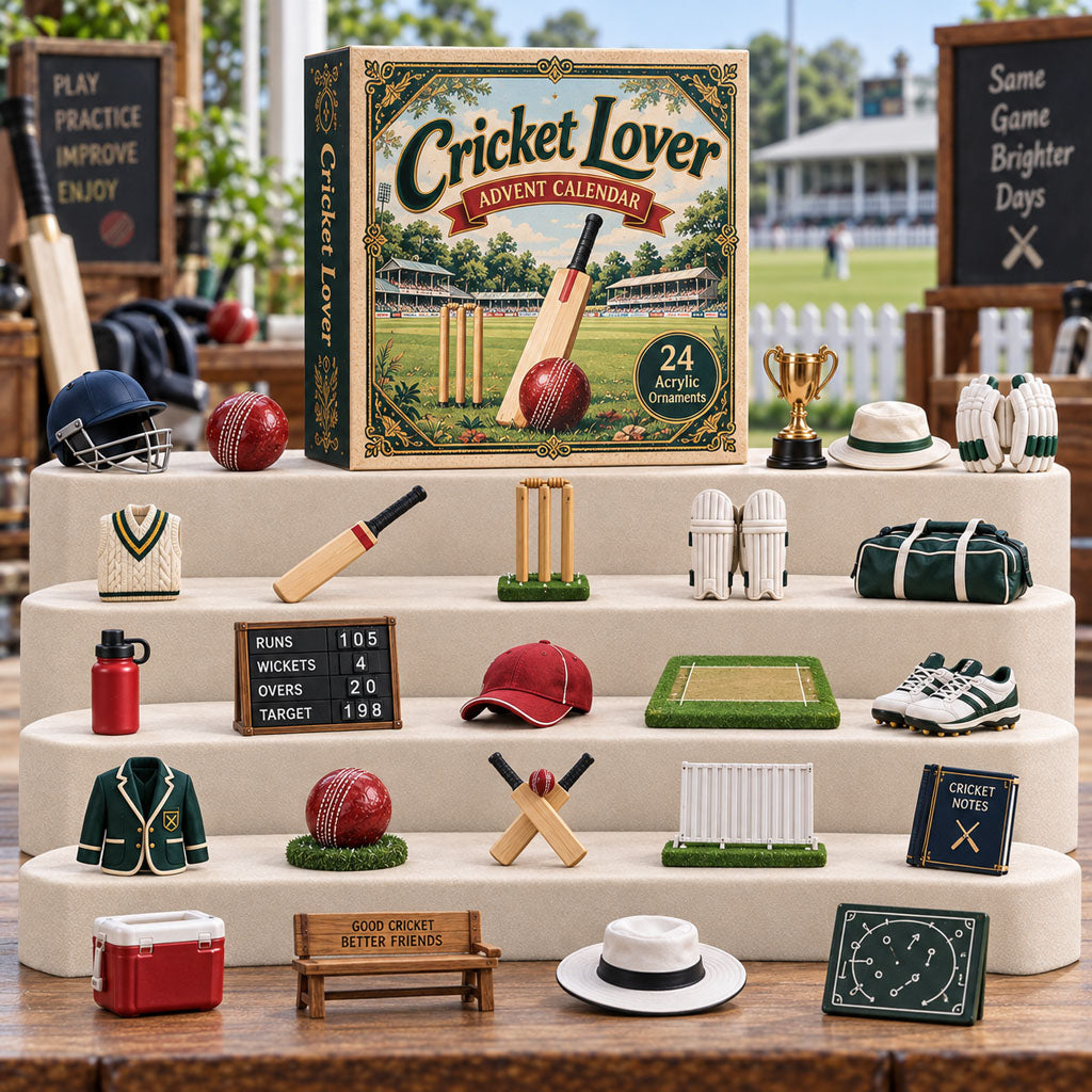 Cricket Lover advent calendar box with 24 acrylic Christmas charms