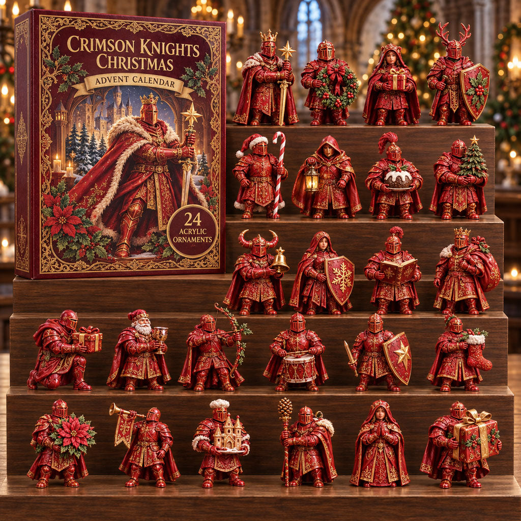 Crimson Knights advent calendar box with 24 acrylic Christmas charms