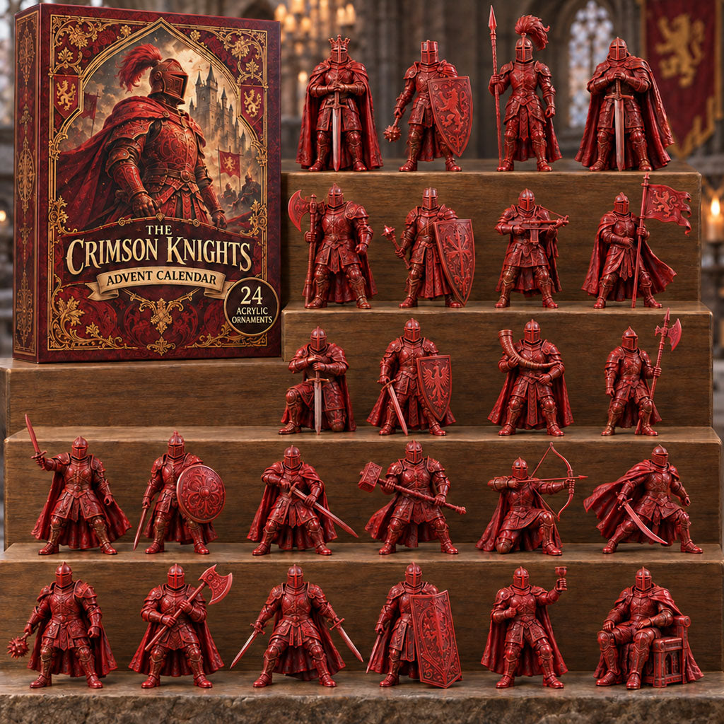 Crimson Knights Winter advent calendar box with 24 acrylic Christmas charms