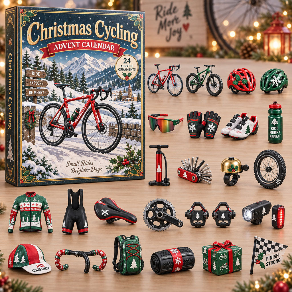 Cycling advent calendar box with 24 acrylic Christmas charms