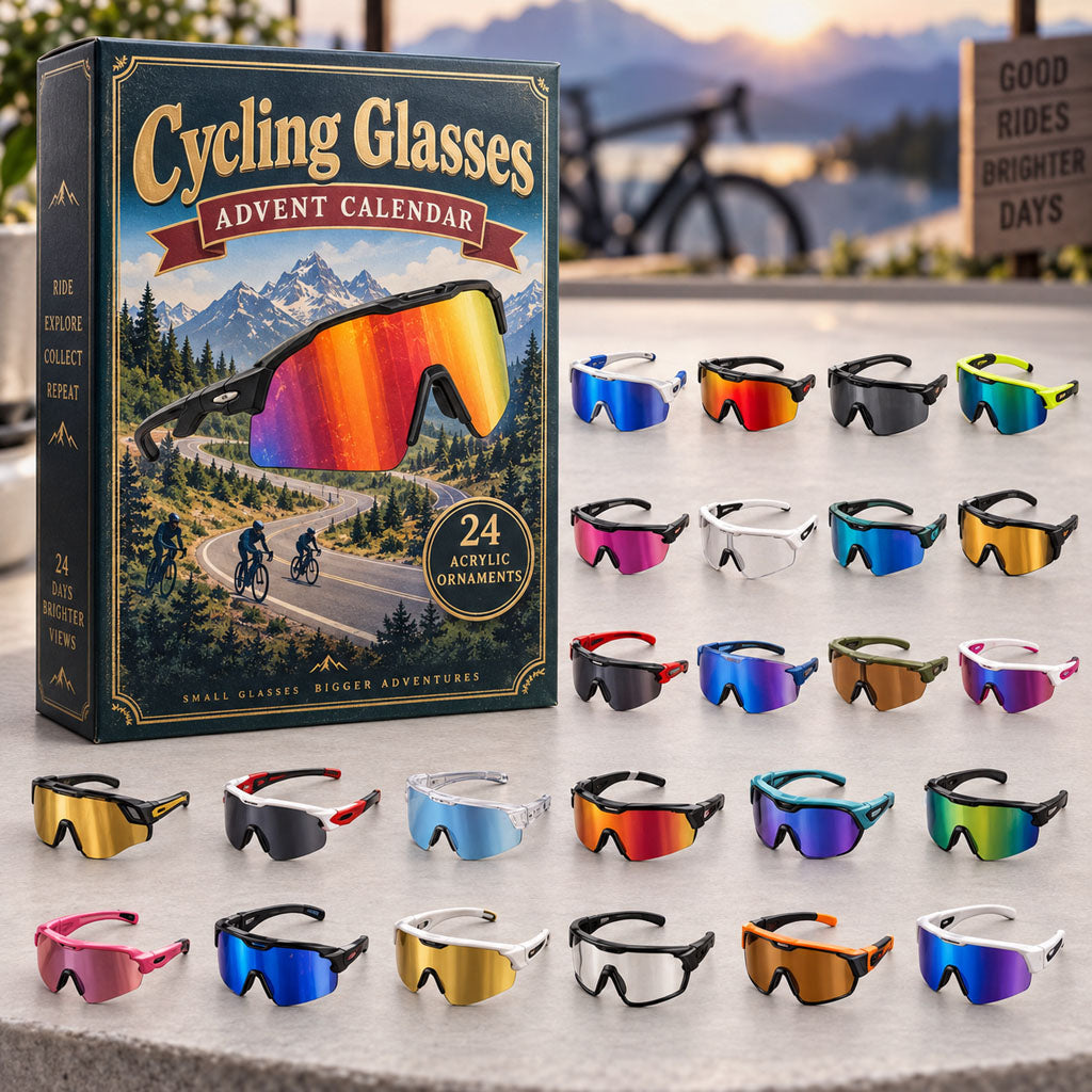 Cycling Glasses advent calendar box with 24 acrylic Christmas charms
