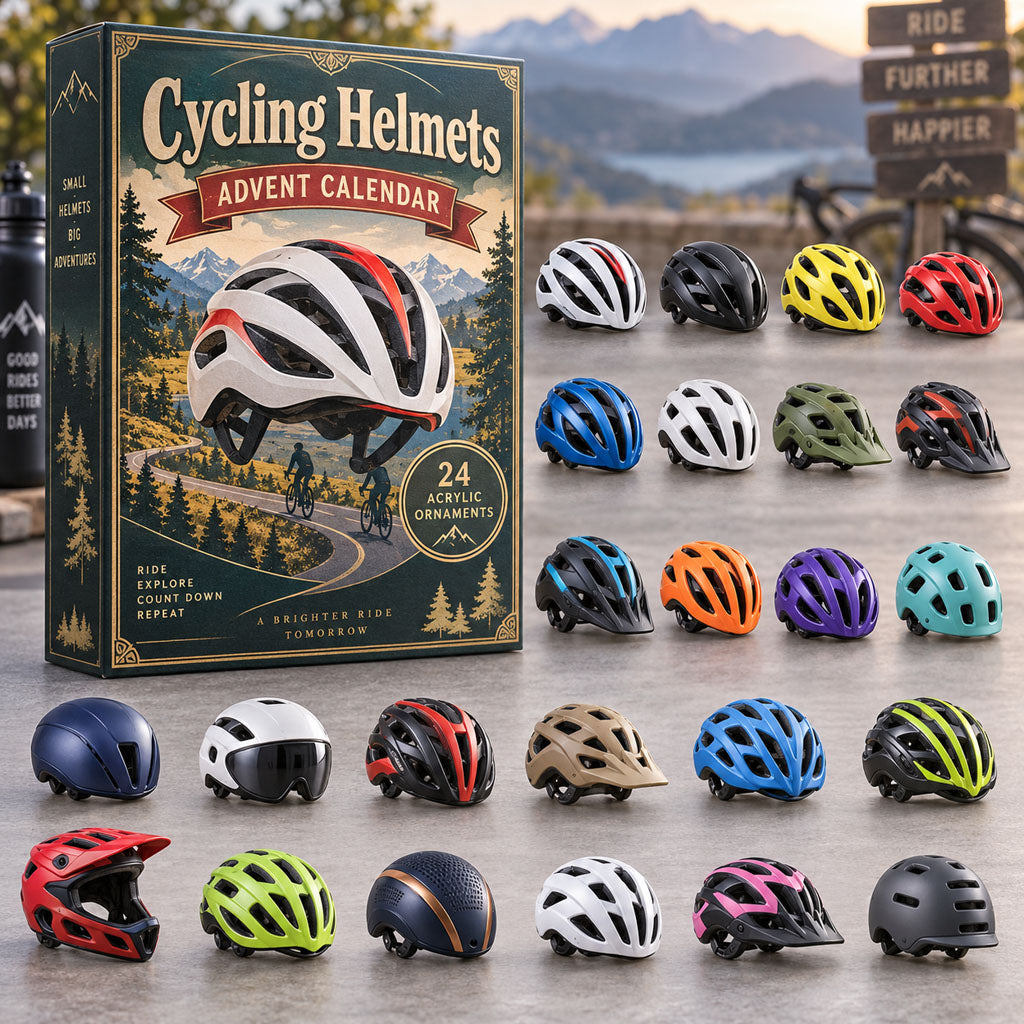 Cycling Helmets advent calendar box with 24 acrylic Christmas charms