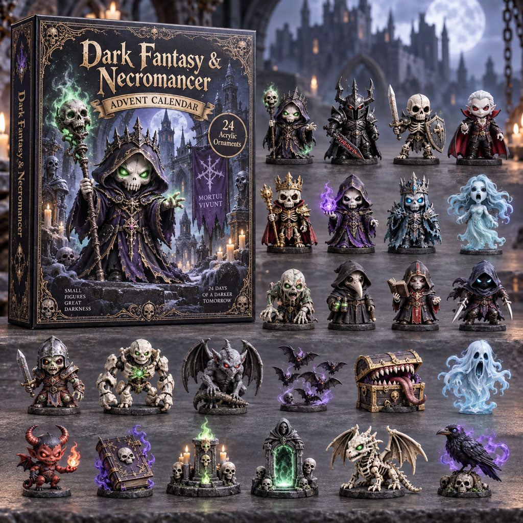 Dark Fantasy & Necromancer advent calendar box with 24 acrylic Christmas charms