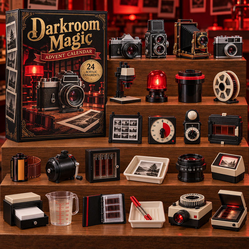 Darkroom Magic advent calendar box with 24 acrylic Christmas charms