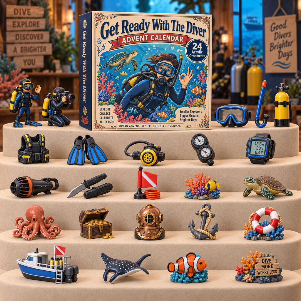 Deep Sea Diver advent calendar box with 24 acrylic Christmas charms