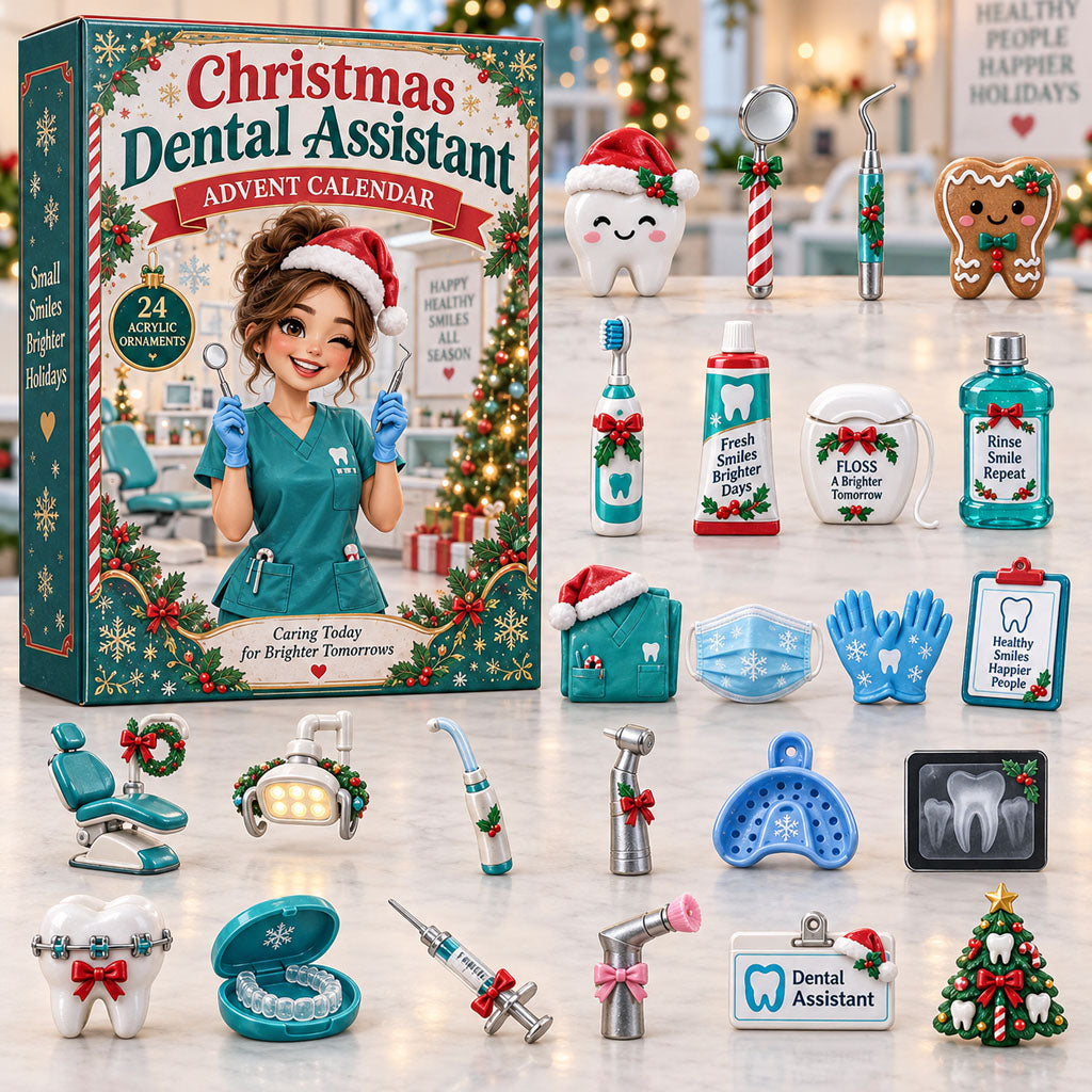 Dental Assistant advent calendar box with 24 acrylic Christmas charms