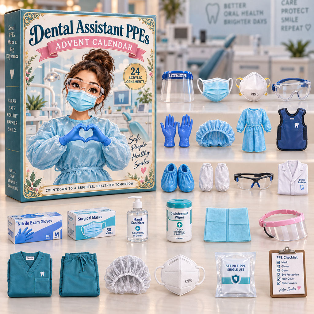 Dental Assistant PPEs advent calendar box with 24 acrylic Christmas charms