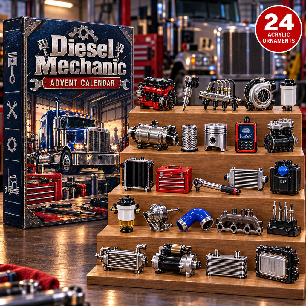 Diesel Mechanic advent calendar box with 24 acrylic Christmas charms