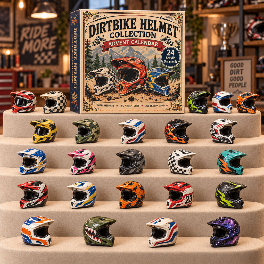 Dirtbike Helmet Collection advent calendar box with 24 acrylic Christmas charms