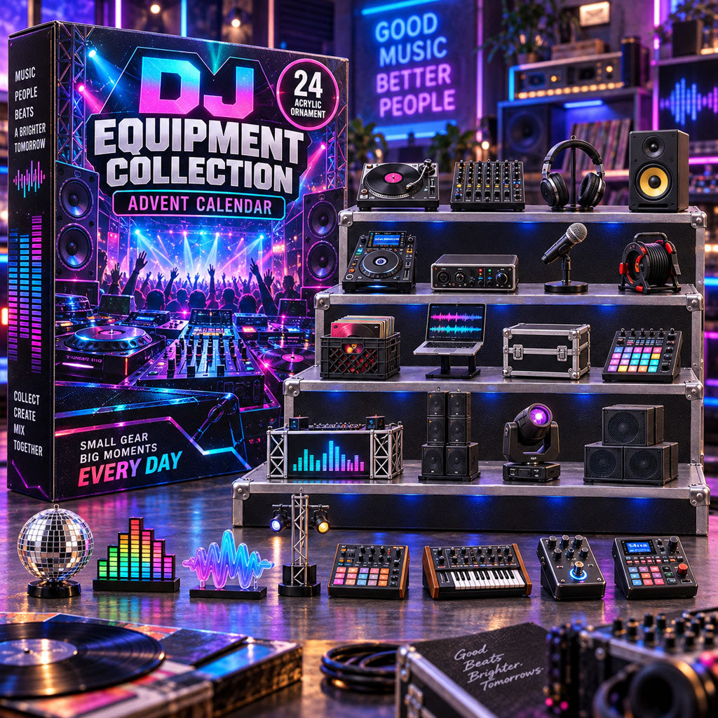 DJ Equipment advent calendar box with 24 acrylic Christmas charms