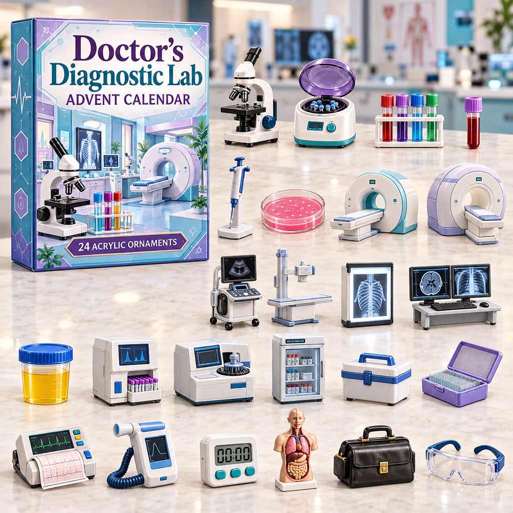 Doctor Diagnostic Lab advent calendar box with 24 acrylic Christmas charms