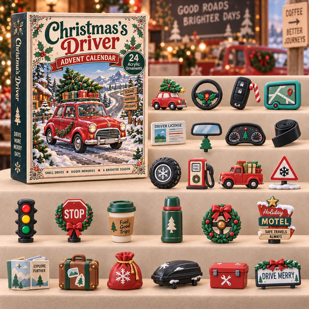 Driver advent calendar box with 24 acrylic Christmas charms
