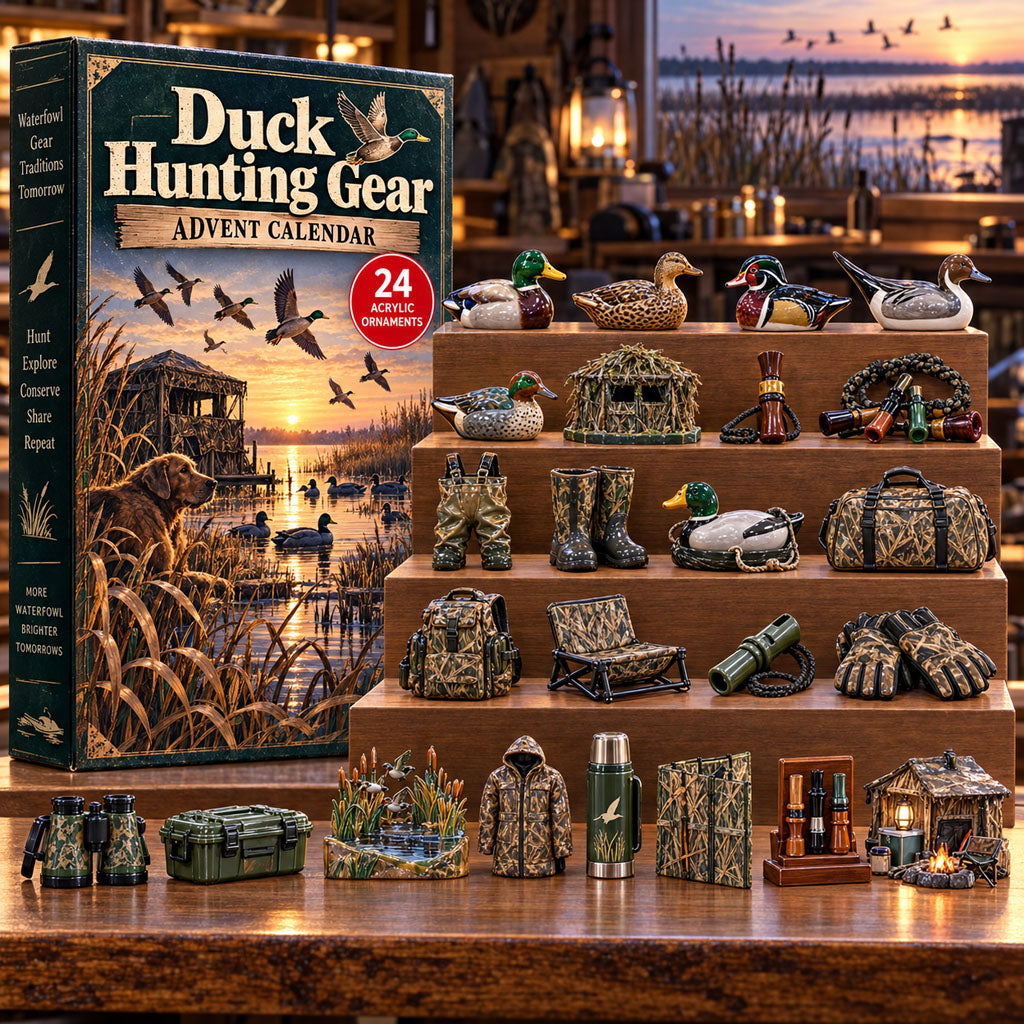 Duck Hunting Gear advent calendar box with 24 acrylic Christmas charms