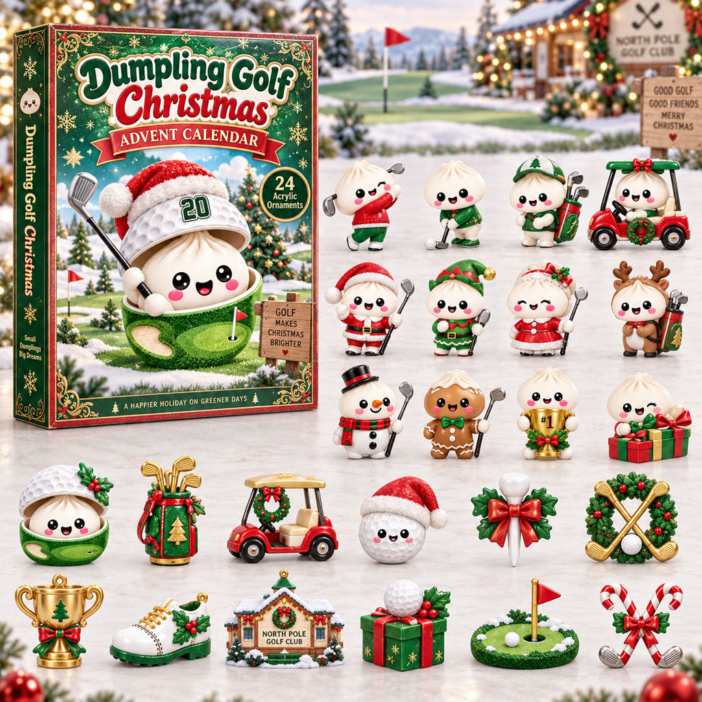 Dumpling Golf advent calendar box with 24 acrylic Christmas charms