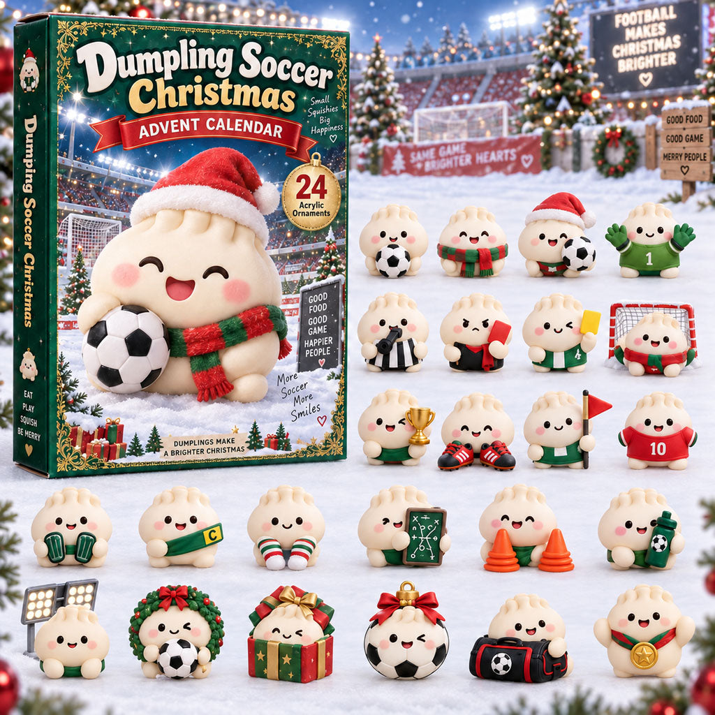 Dumpling Soccer advent calendar box with 24 acrylic Christmas charms