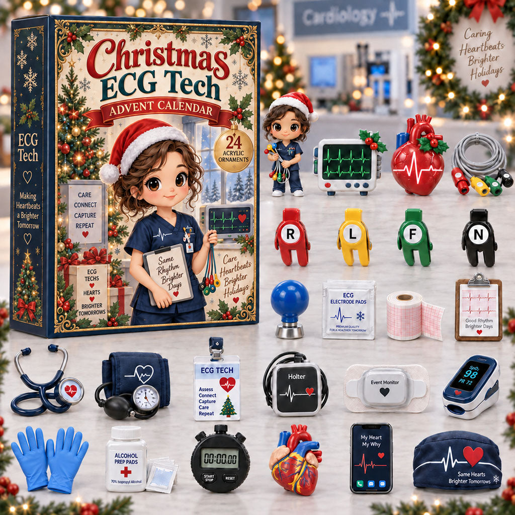 ECG Tech advent calendar box with 24 acrylic Christmas charms