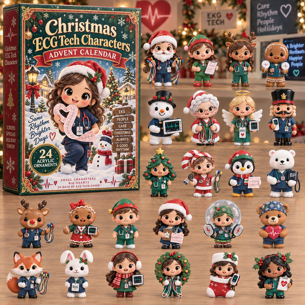 ECG Tech Characters advent calendar box with 24 acrylic Christmas charms
