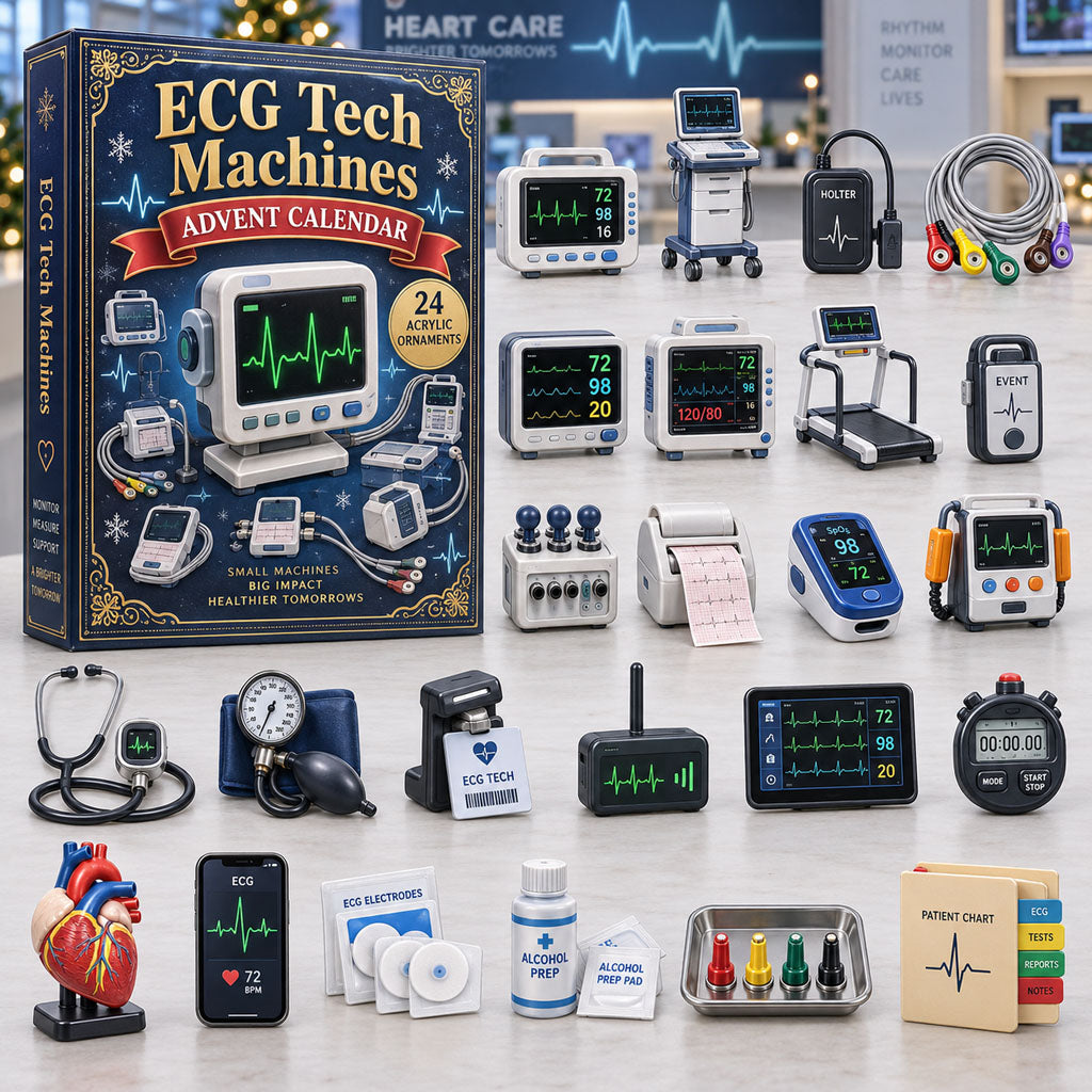 ECG Tech Machines advent calendar box with 24 acrylic Christmas charms