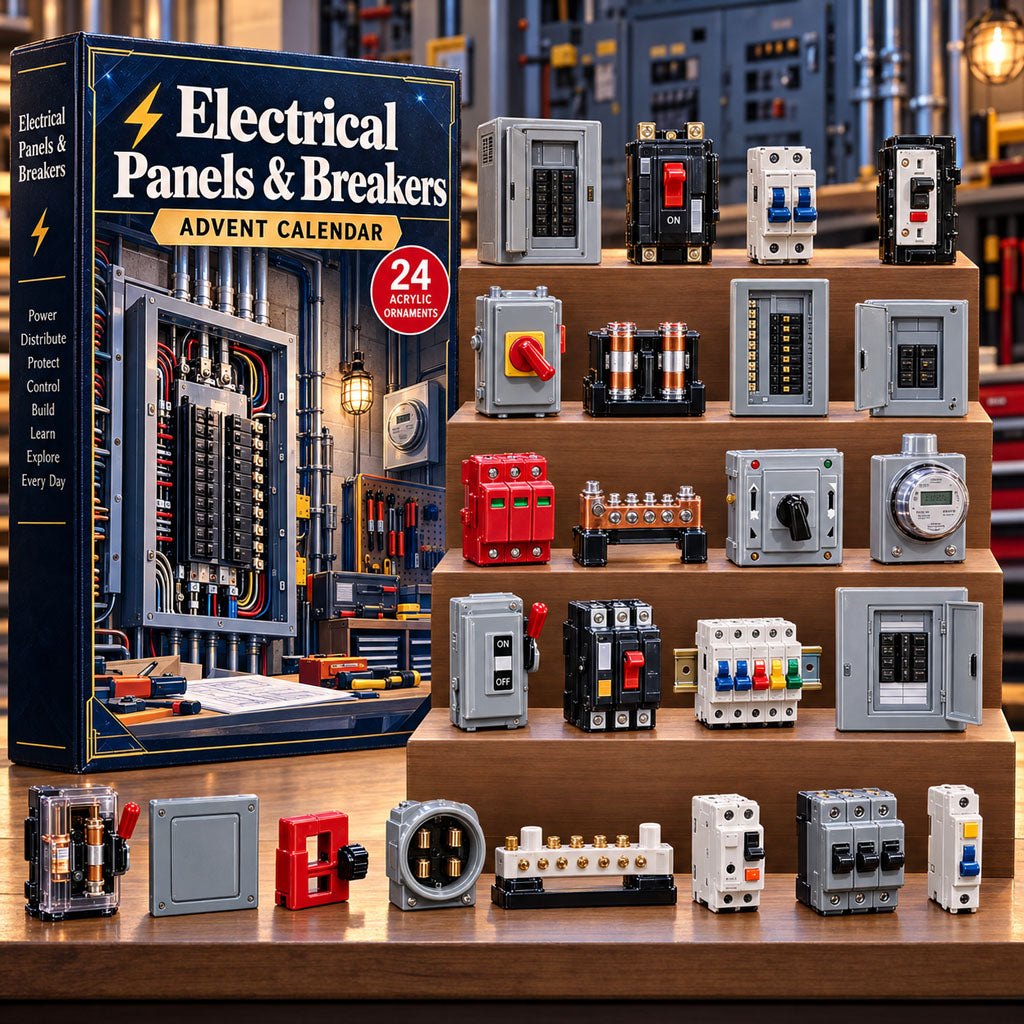 Electrical Panels Breakers advent calendar box with 24 acrylic Christmas charms