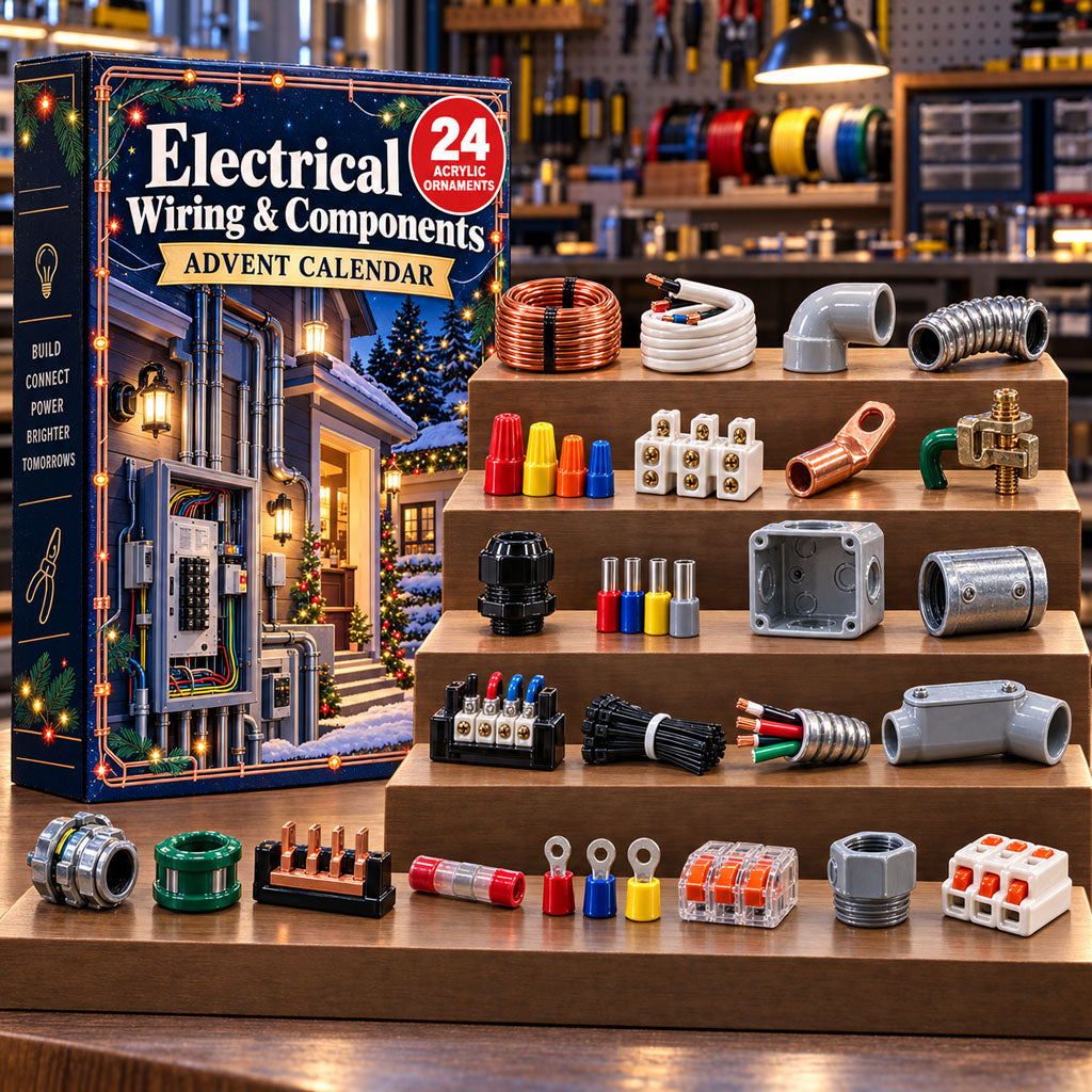 Electrical Wiring Components advent calendar box with 24 acrylic Christmas charms