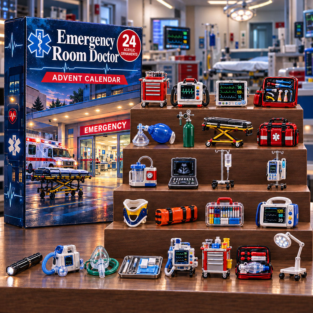 Emergency Room Doctor advent calendar box with 24 acrylic Christmas charms