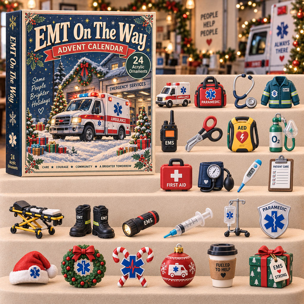 EMT on the Way advent calendar box with 24 acrylic Christmas charms