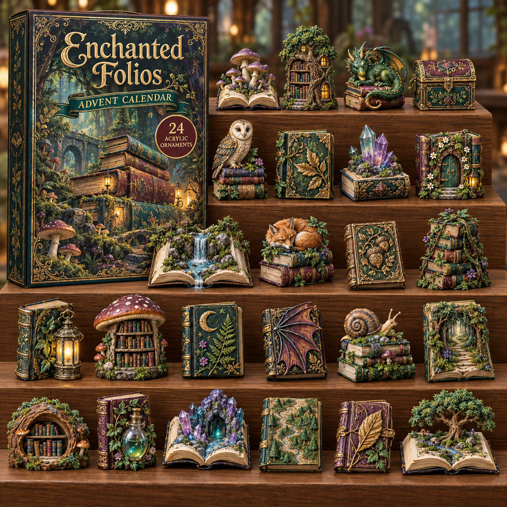 Enchanted Folios advent calendar box with 24 acrylic Christmas charms