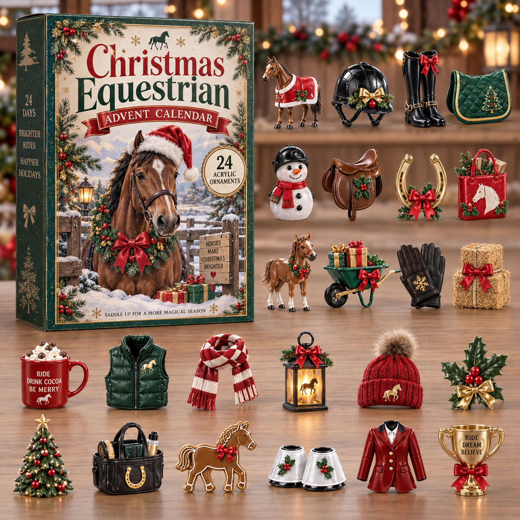 Equestrian advent calendar box with 24 acrylic Christmas charms