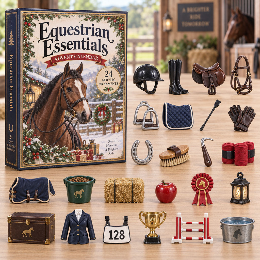 Equestrian Essentials advent calendar box with 24 acrylic Christmas charms