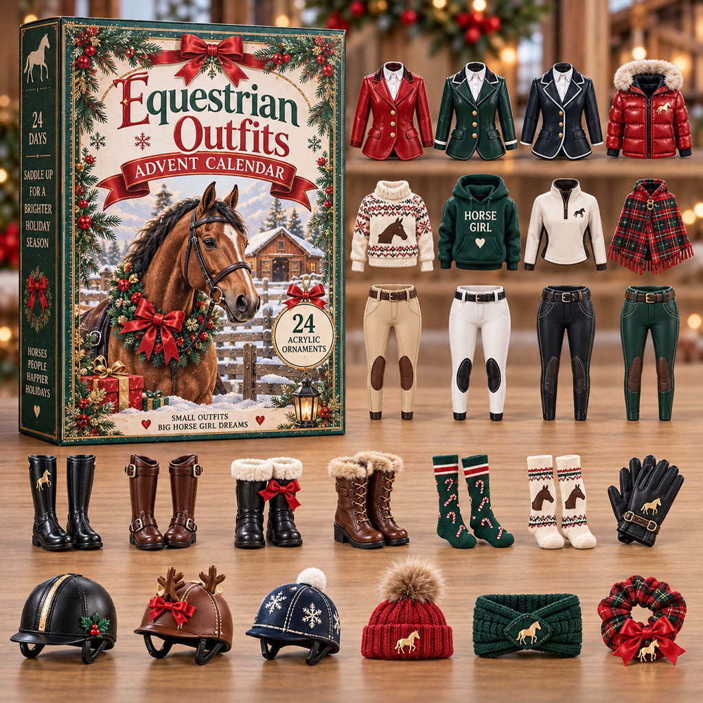 Equestrian Outfits advent calendar box with 24 acrylic Christmas charms
