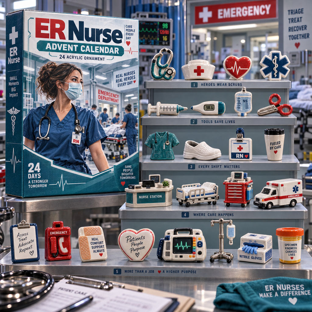 ER Nurse advent calendar box with 24 acrylic Christmas charms
