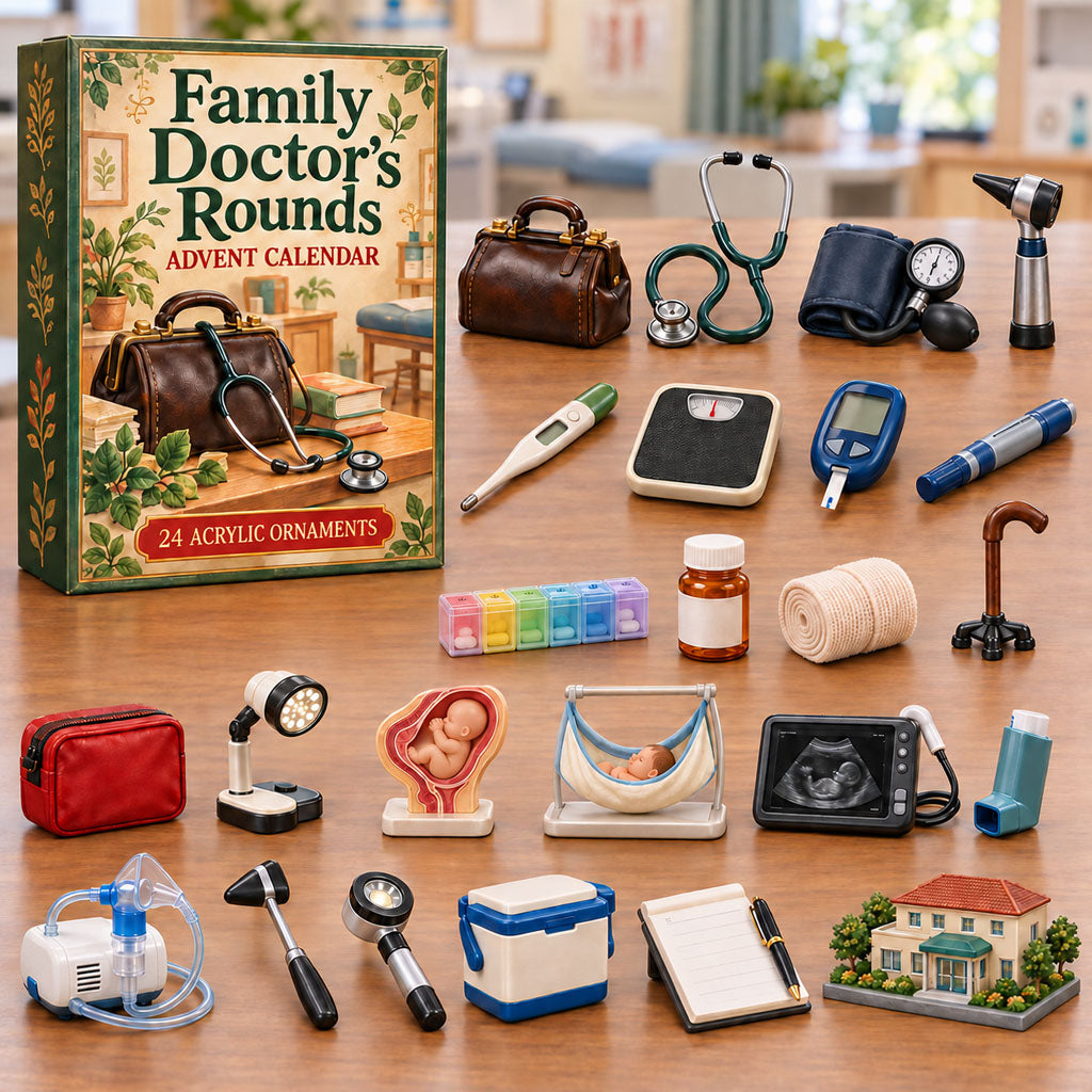Family Doctor Rounds advent calendar box with 24 acrylic Christmas charms