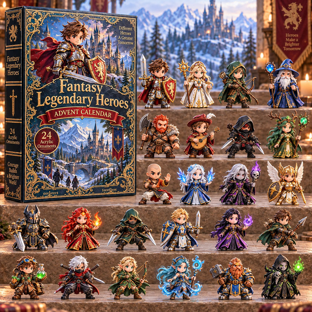 Fantasy Legendary Heroes advent calendar box with 24 acrylic Christmas charms