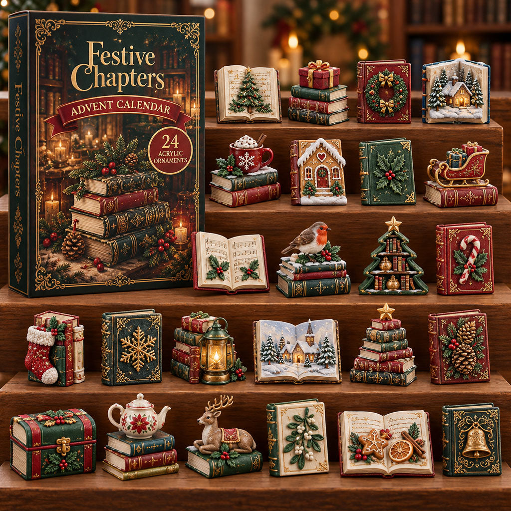 Festive Chapters advent calendar box with 24 acrylic Christmas charms