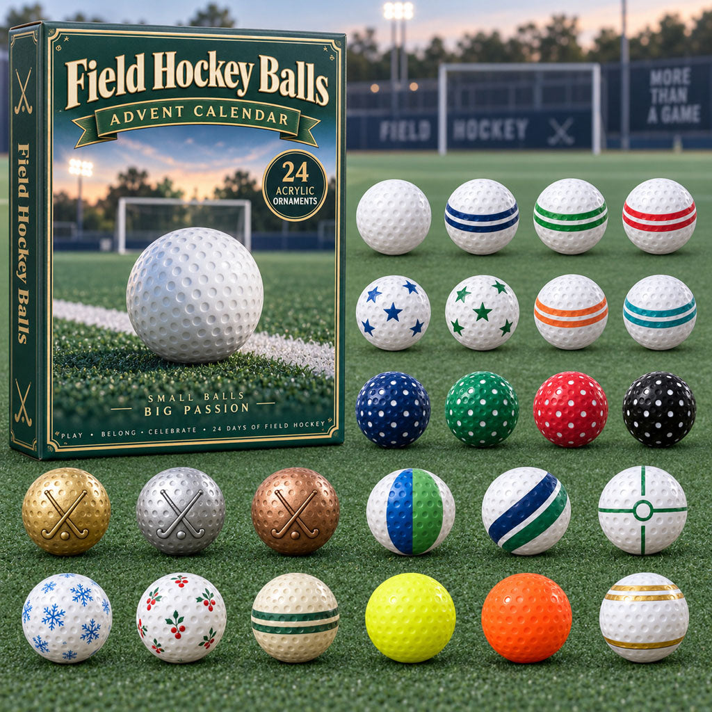 Field Hockey Balls advent calendar box with 24 acrylic Christmas charms