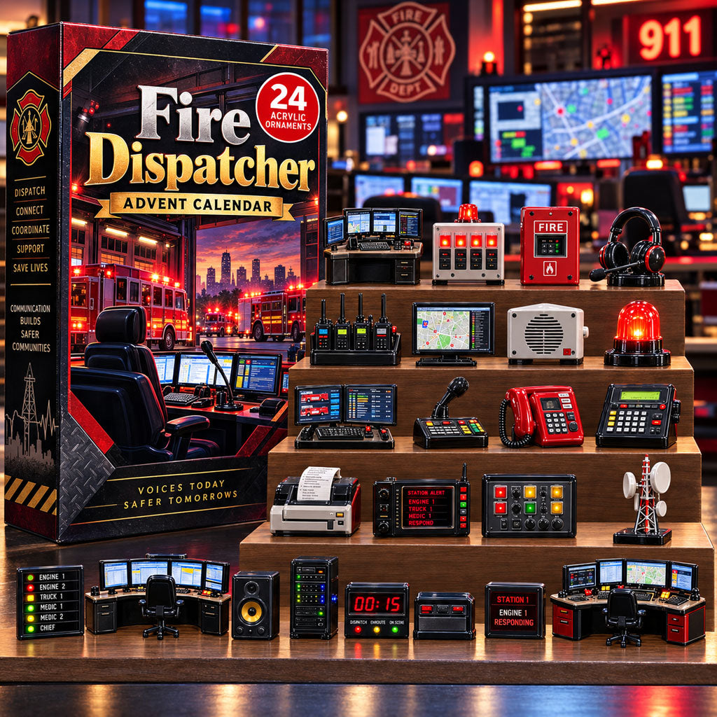 Fire Dispatcher advent calendar box with 24 acrylic Christmas charms