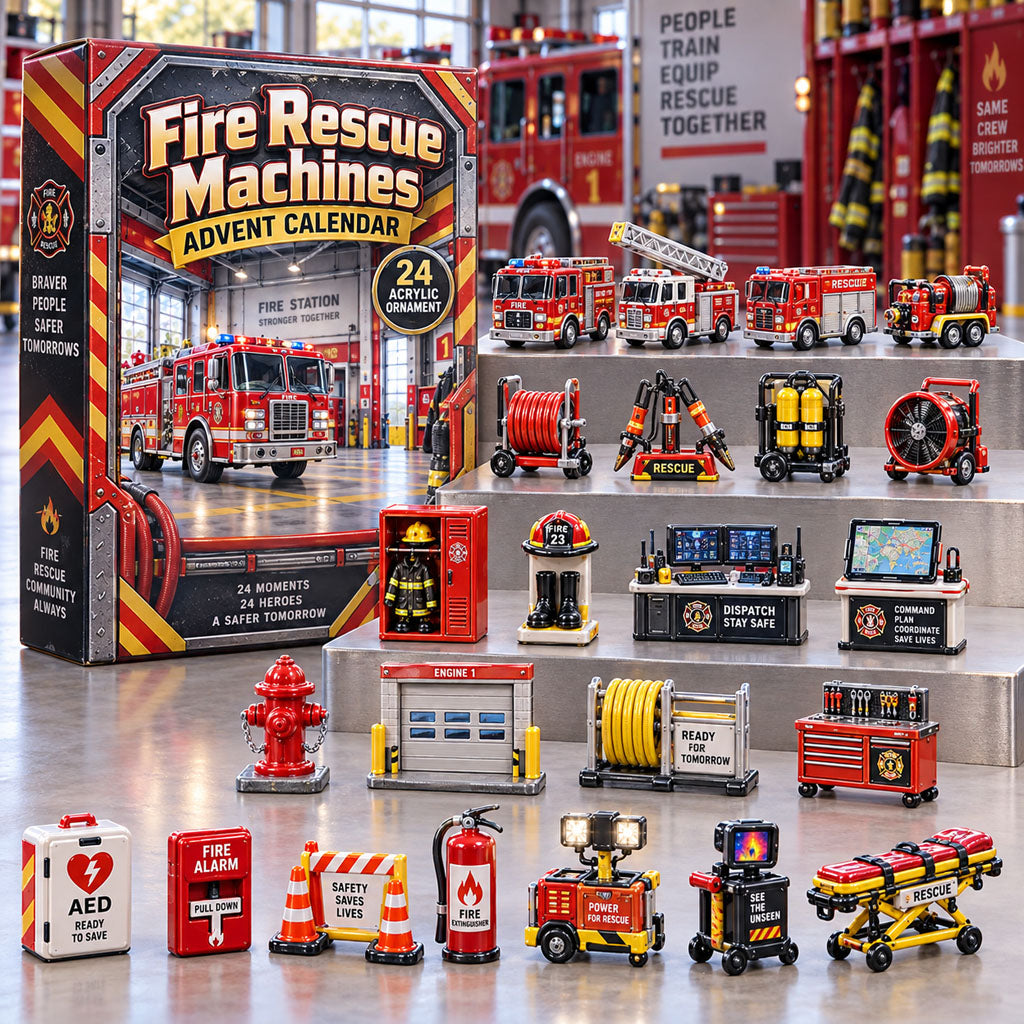 Fire Rescue Machines advent calendar box with 24 acrylic Christmas charms