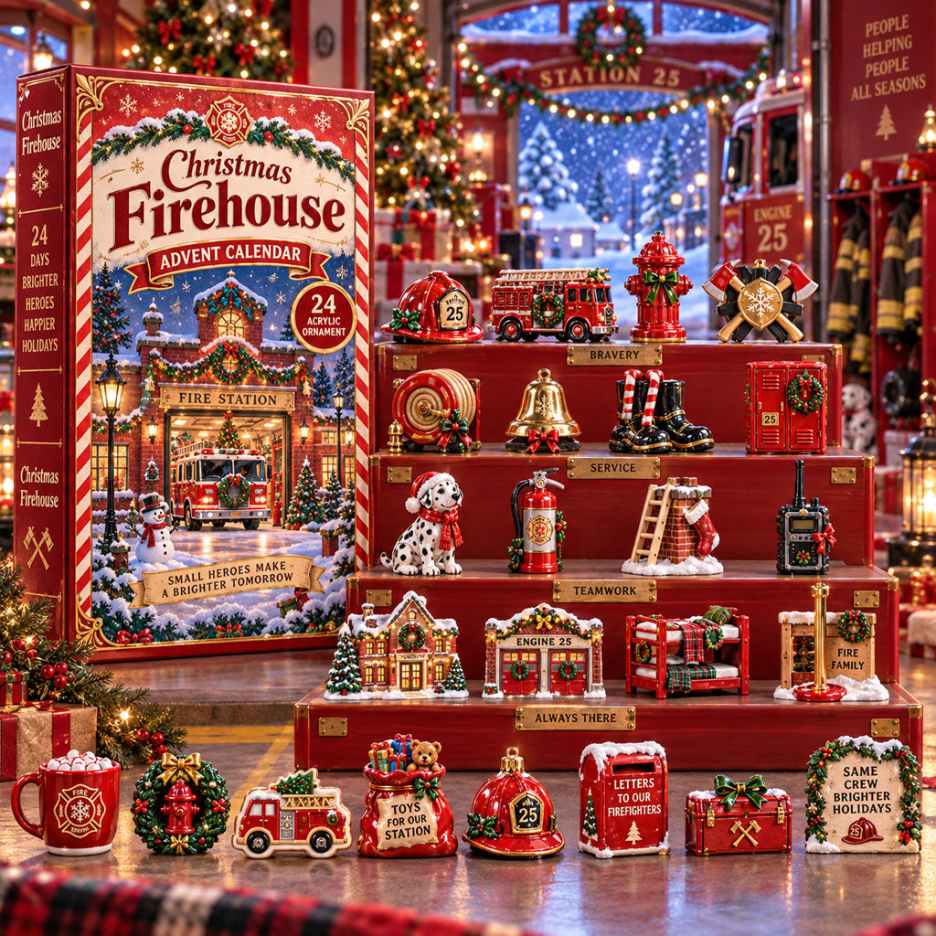 Firehouse advent calendar box with 24 acrylic Christmas charms