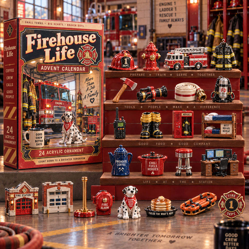 Firehouse Life advent calendar box with 24 acrylic Christmas charms