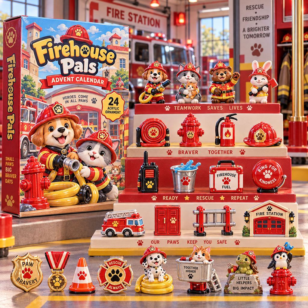 Firehouse Pals advent calendar box with 24 acrylic Christmas charms