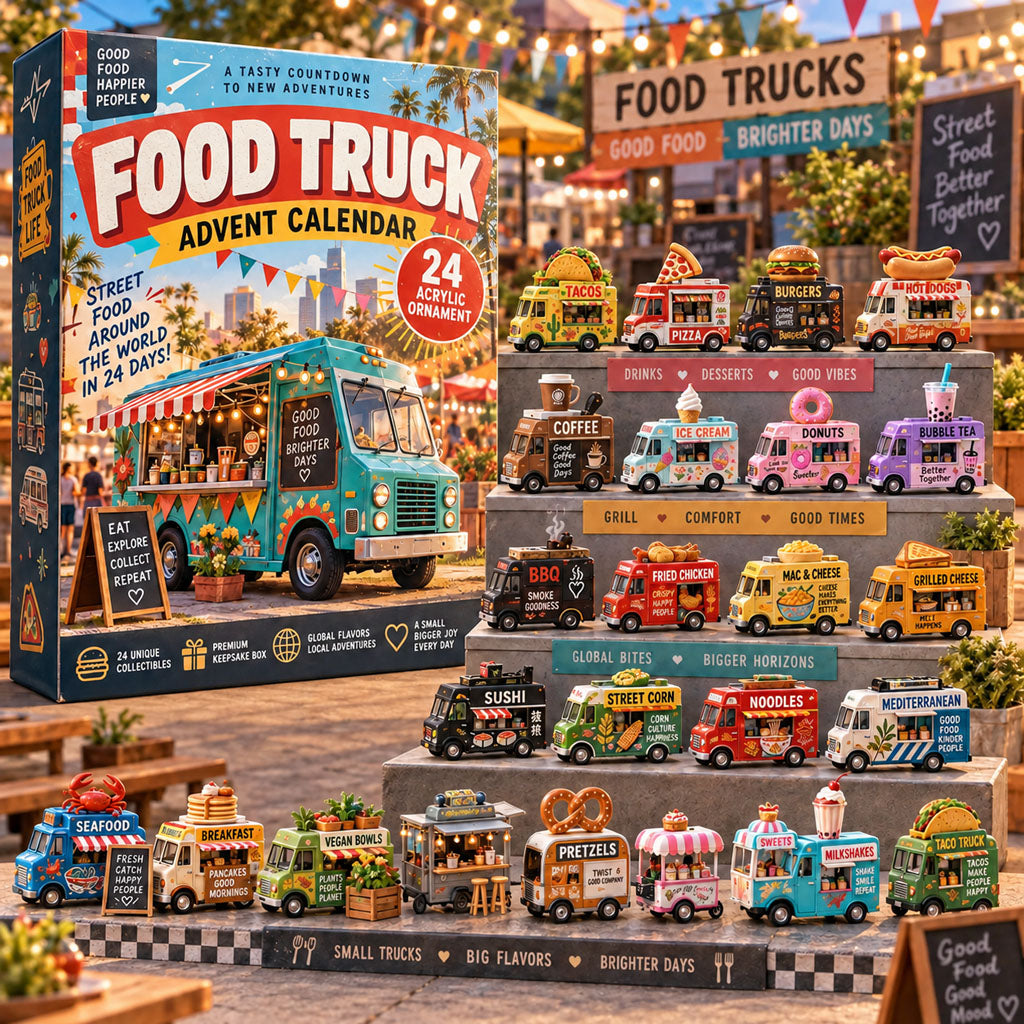 Food Truck advent calendar box with 24 acrylic Christmas charms