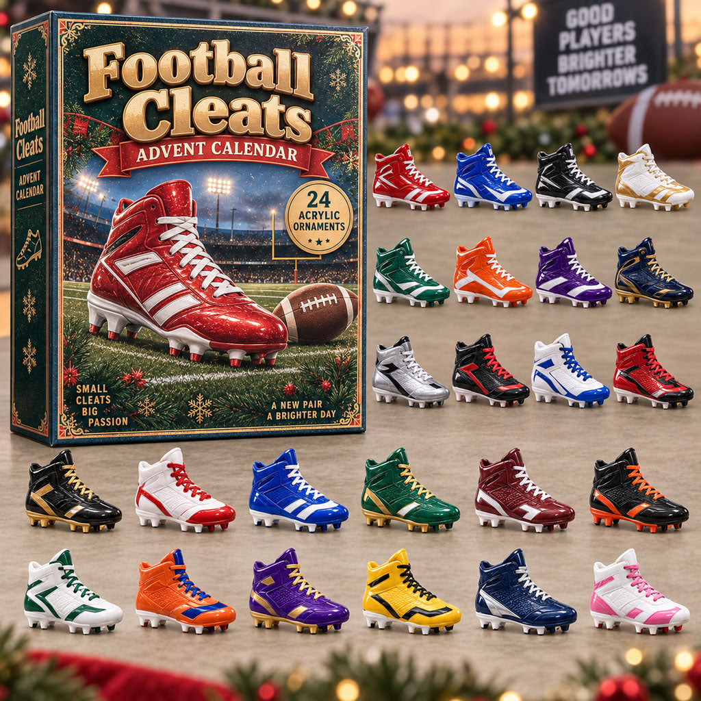 Football Cleats advent calendar box with 24 acrylic Christmas charms