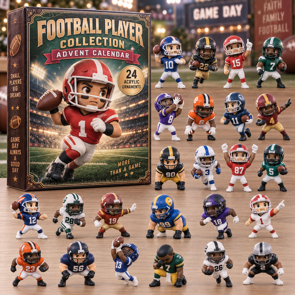 Football Player advent calendar box with 24 acrylic Christmas charms