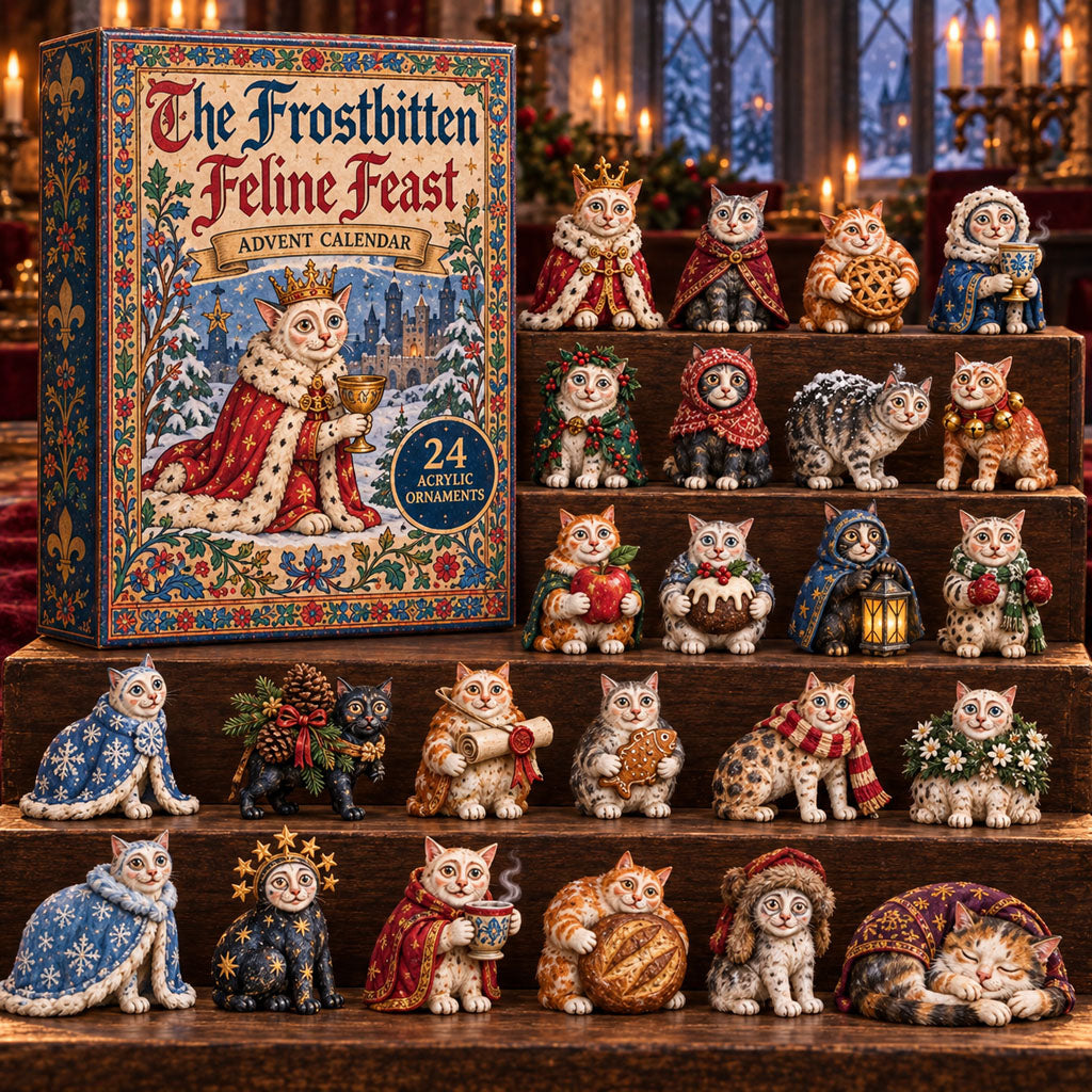Frostbitten Feline Feast advent calendar box with 24 acrylic Christmas charms