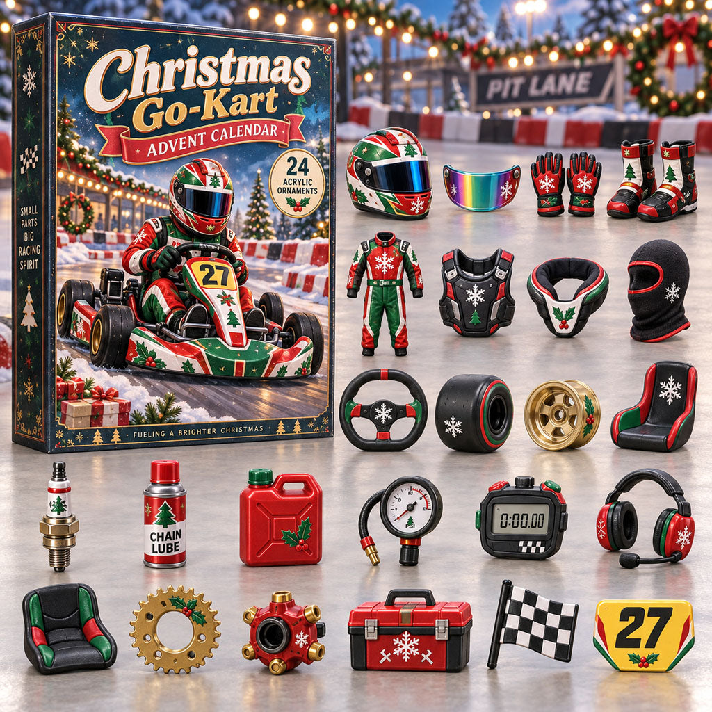Go-Kart advent calendar box with 24 acrylic Christmas charms