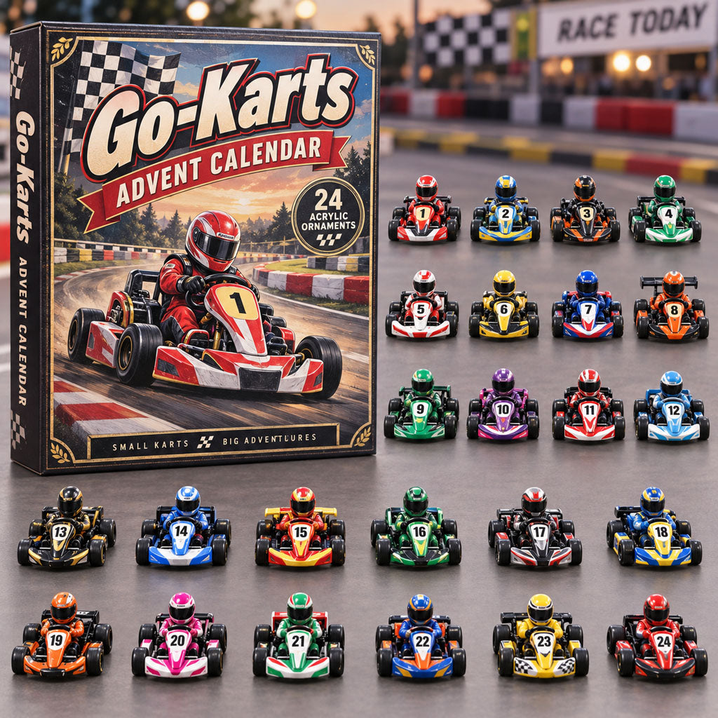 Go-Karts Collection advent calendar box with 24 acrylic Christmas charms